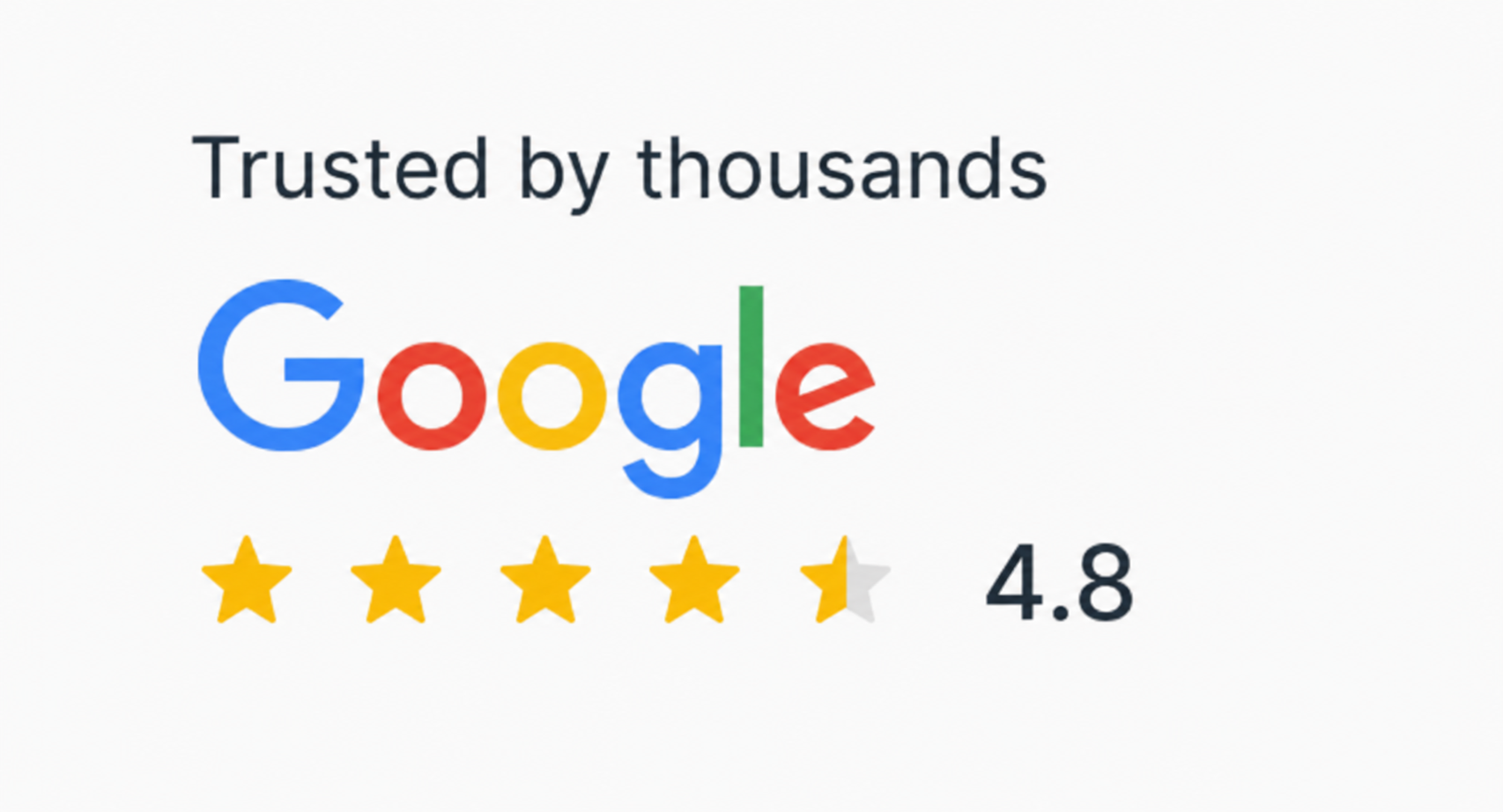 Trusted by thousands · Google 4.8 stars